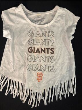 Girls White Fringe Tank Top with Orange Giants Logo